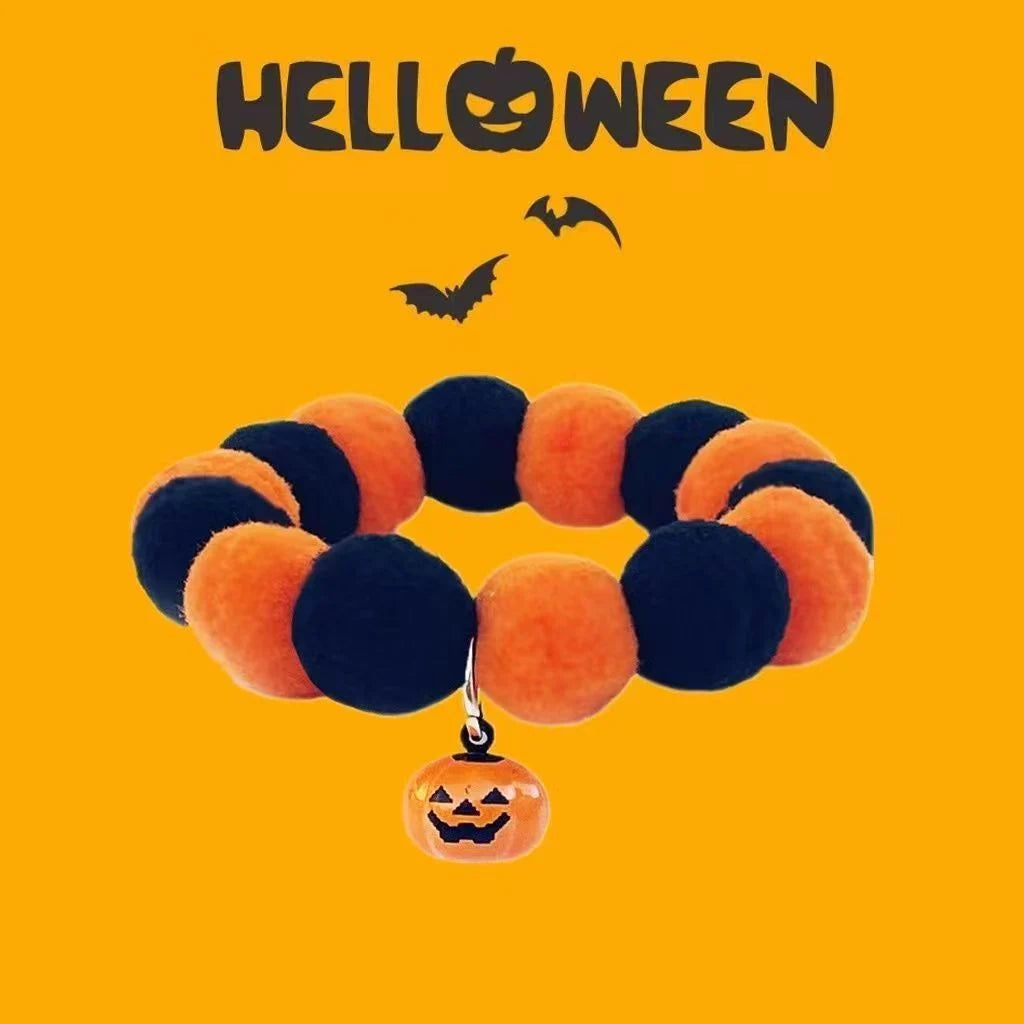 Halloween Pet Collar for Cats Dogs Pumpkin Bell Cute Collar Halloween Costume Accessories for Small Pets Party Decoration