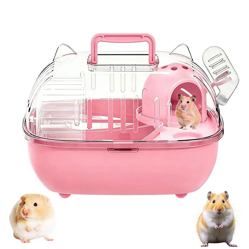 Transparent Hamster Carry Cage Breathable Portable Small Pet Carrier for Hamster Gerbil Outdoor Trip