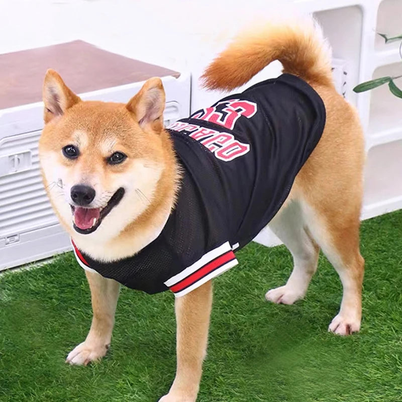 Summer Pet Clothing Medium Large Dogs Sunscreen Clothes Bulls team Jerseys Vest Mesh Breathable Thin T-shirt Casual Dog Outfits