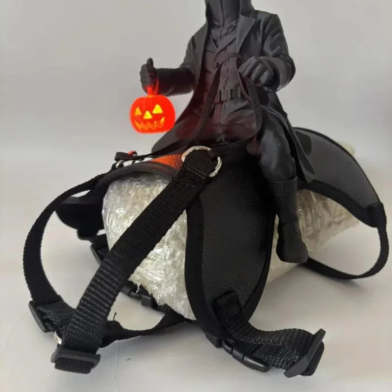 Halloween Headless Horseman Pet Costume Small Cat Dog Outfit Pumpkin Doll Cloak Party Cosplay Clothes Holiday Decoration