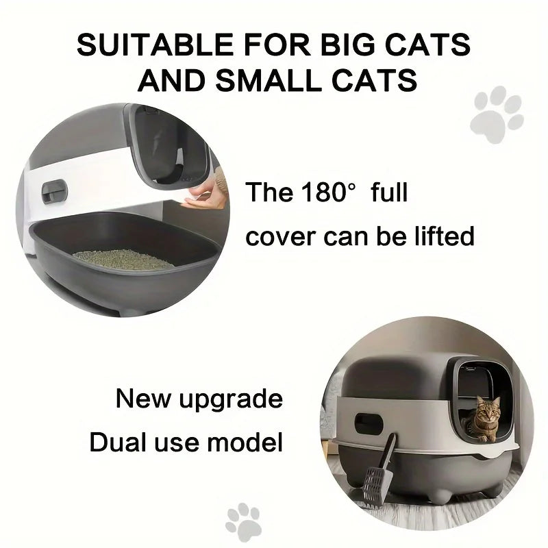 Extra Large Enclosed Cat Litter Box with Drawer Design Prevents Odor and Splashing Easy to Clean Suitable for Indoor Outdoor Use