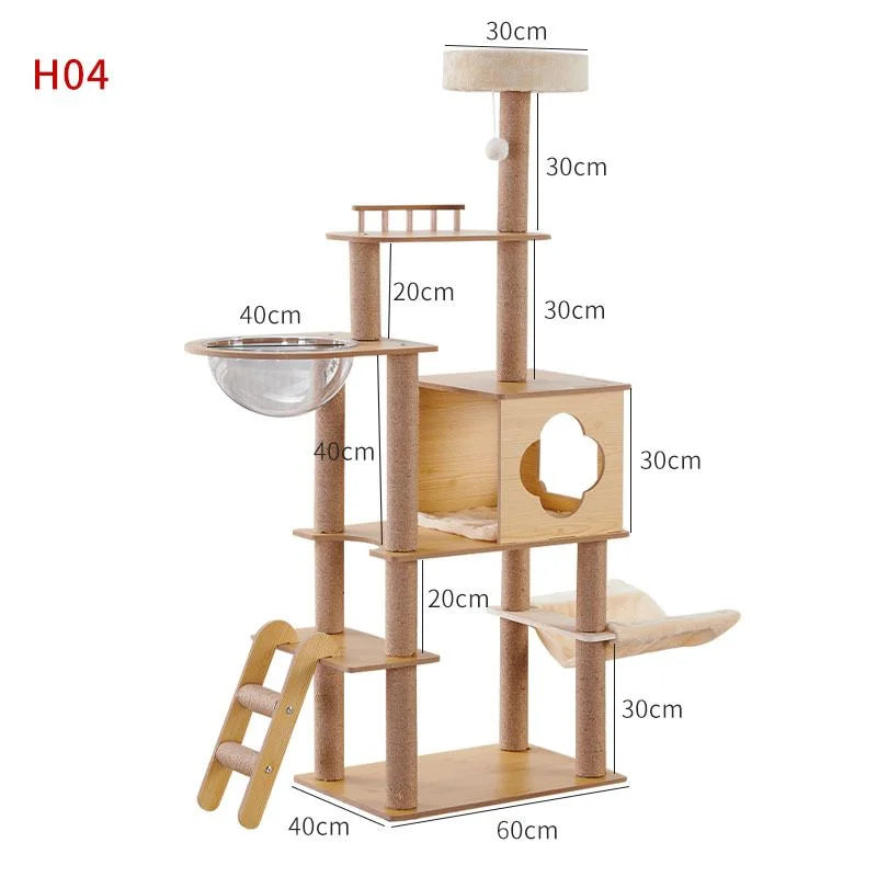 Multi-Level Cat Condo Large Cats Tree Plush Hammock Cat Tower with Scratching Posts Cat Tree House Cats Toys Accessories for