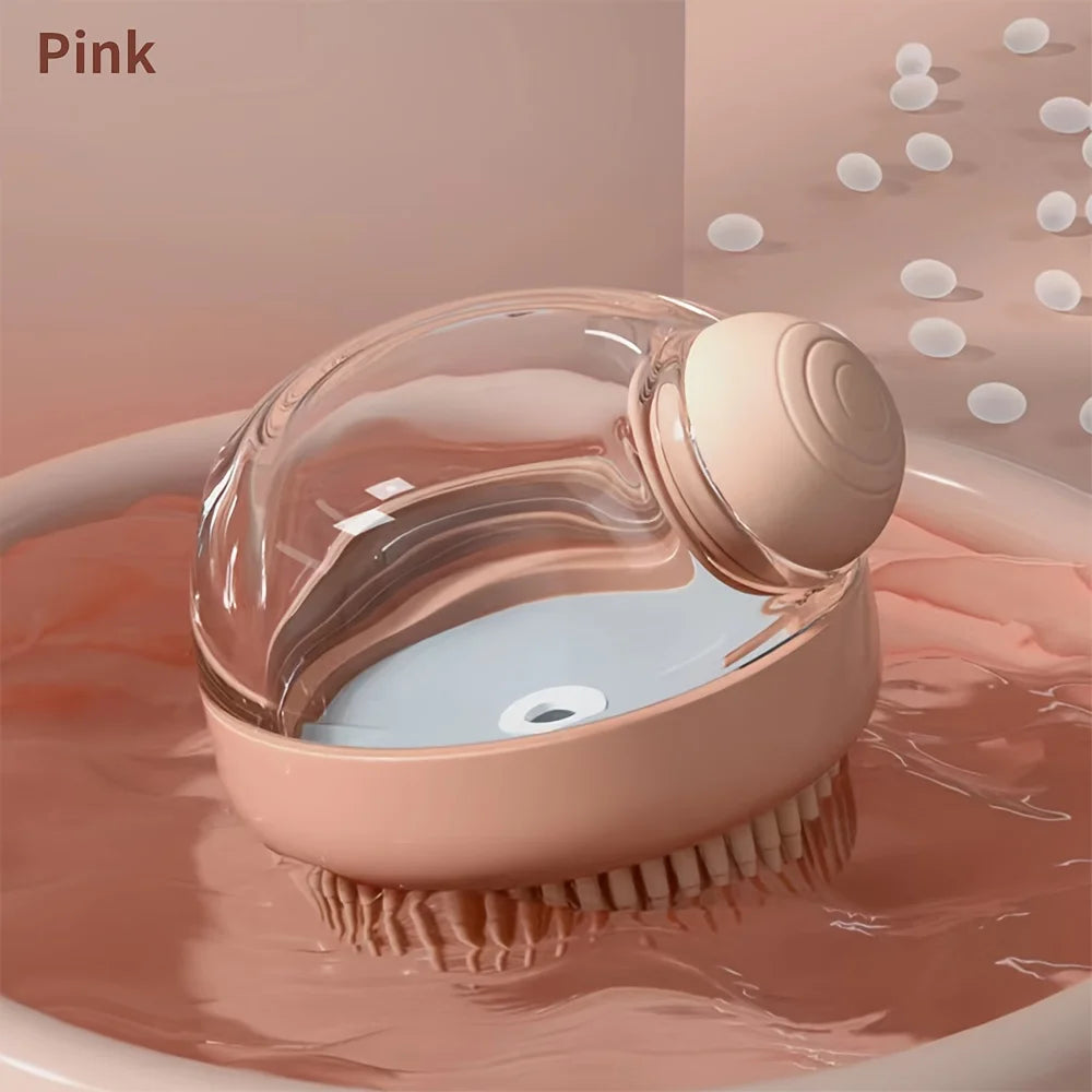 Dog Bath Brush with Soap Dispenser Silicone Bristle Pet Grooming Massage Shampoo Dog Brush Haired Dogs Cats Plastic Bathing Tool
