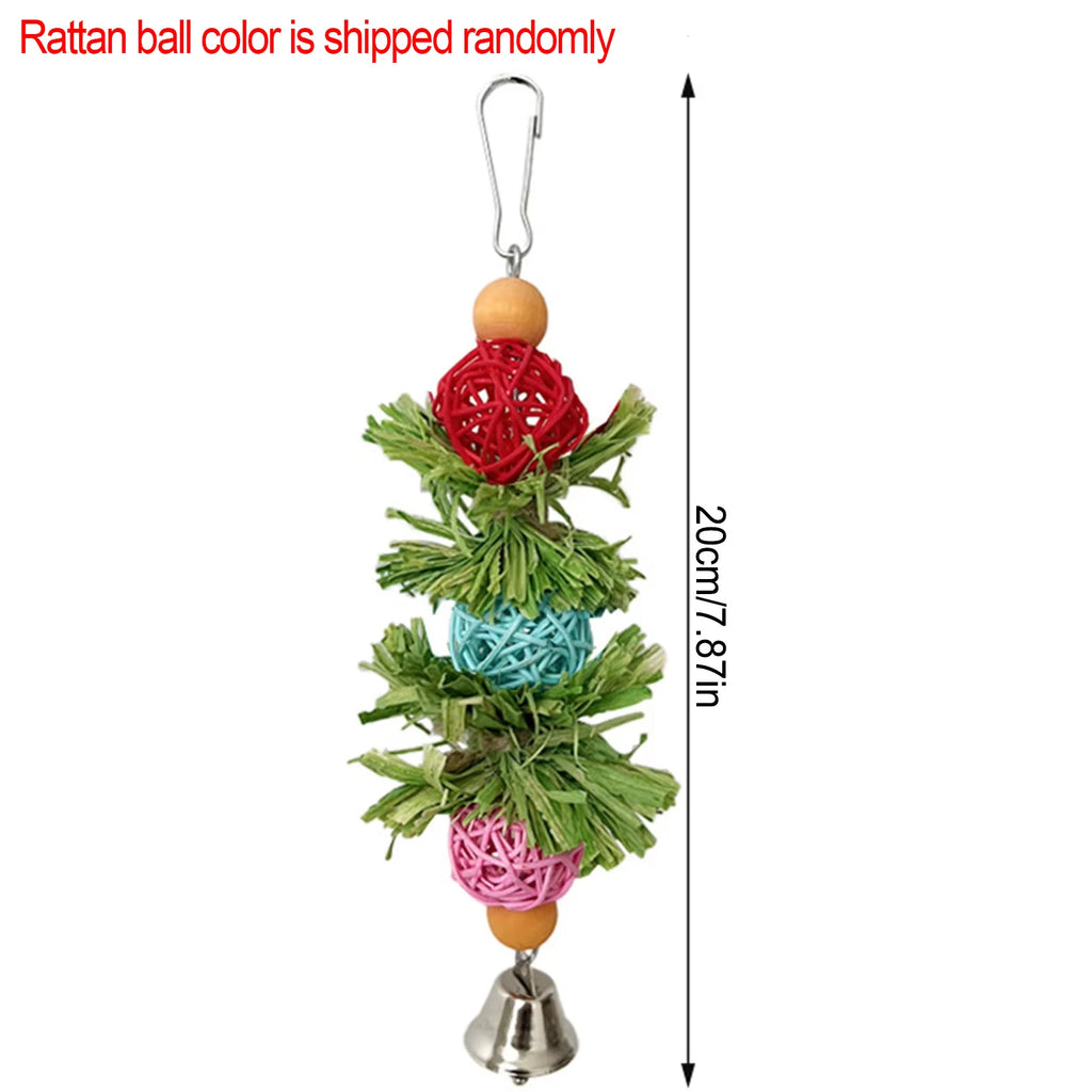 Parrot Chew Toys Natural Corn Husk Ball and Cob String for Cockatiel Lovebird Budgie Cage Hanging Foraging Interactive Bird Toys