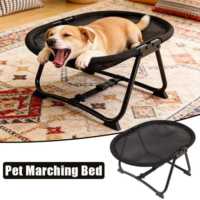 Foldable Pet Cot Raised Dog Bed with Breathable Mesh, Scratch Resistant Sisal Cover Summer Cooling Cat Bed for Small Medium Pets