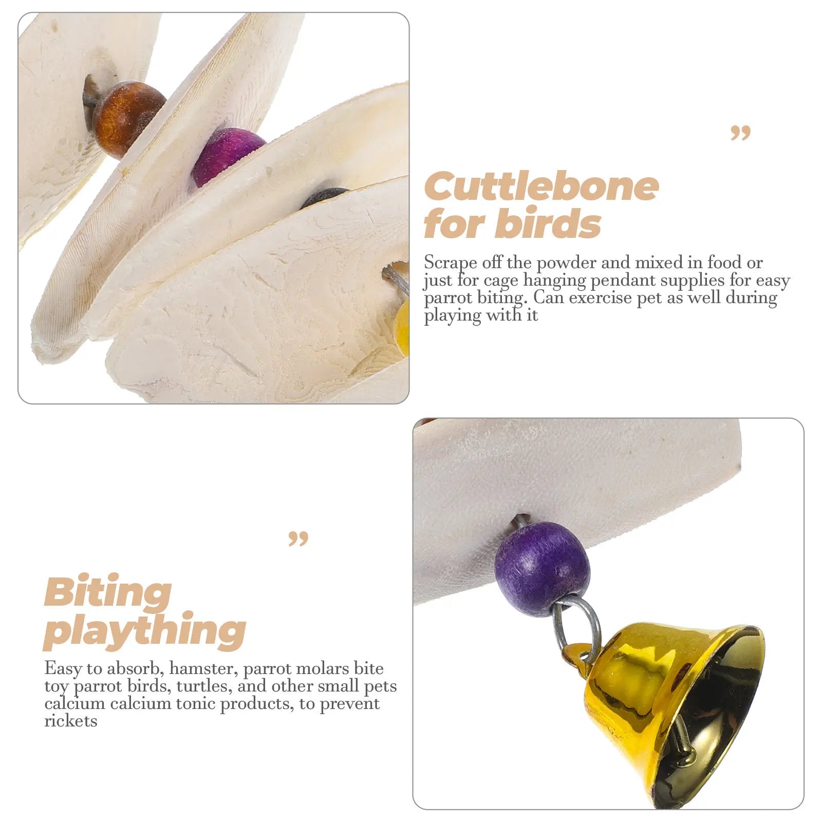 Chewing Cuttlefish Bone Bird Parrot for Parakeets Beige Cuddle Bones Birds