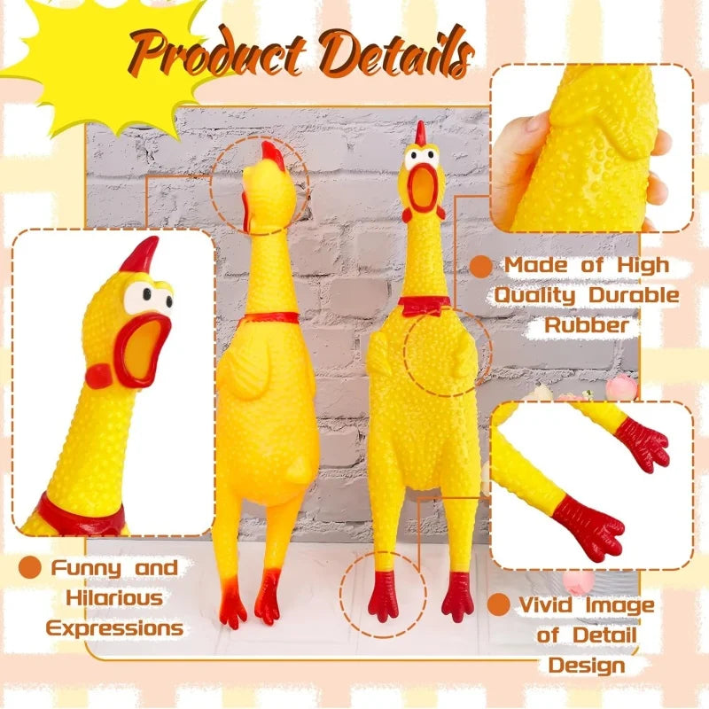 2 Pcs Screaming Chicken Dog Toy Latex Squeaky Chew Toy Bite Resistant Molar Interactive Training Pet Vent Toy