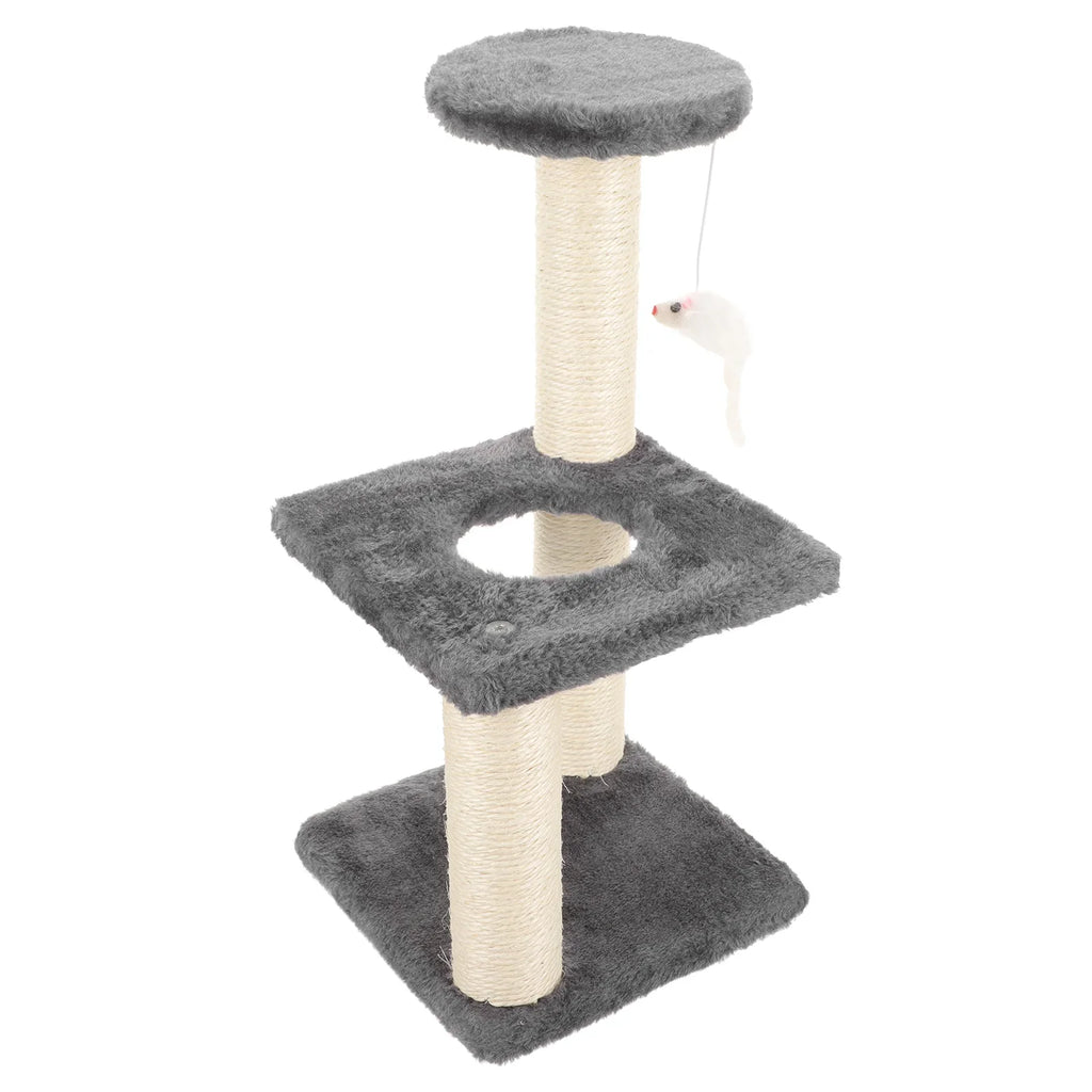 Cat Tree Towers Climbing Frame Trees One-piece & Wear-resistant Scratching Pole Light Grey Comfortable Kitten Scratcher Pet