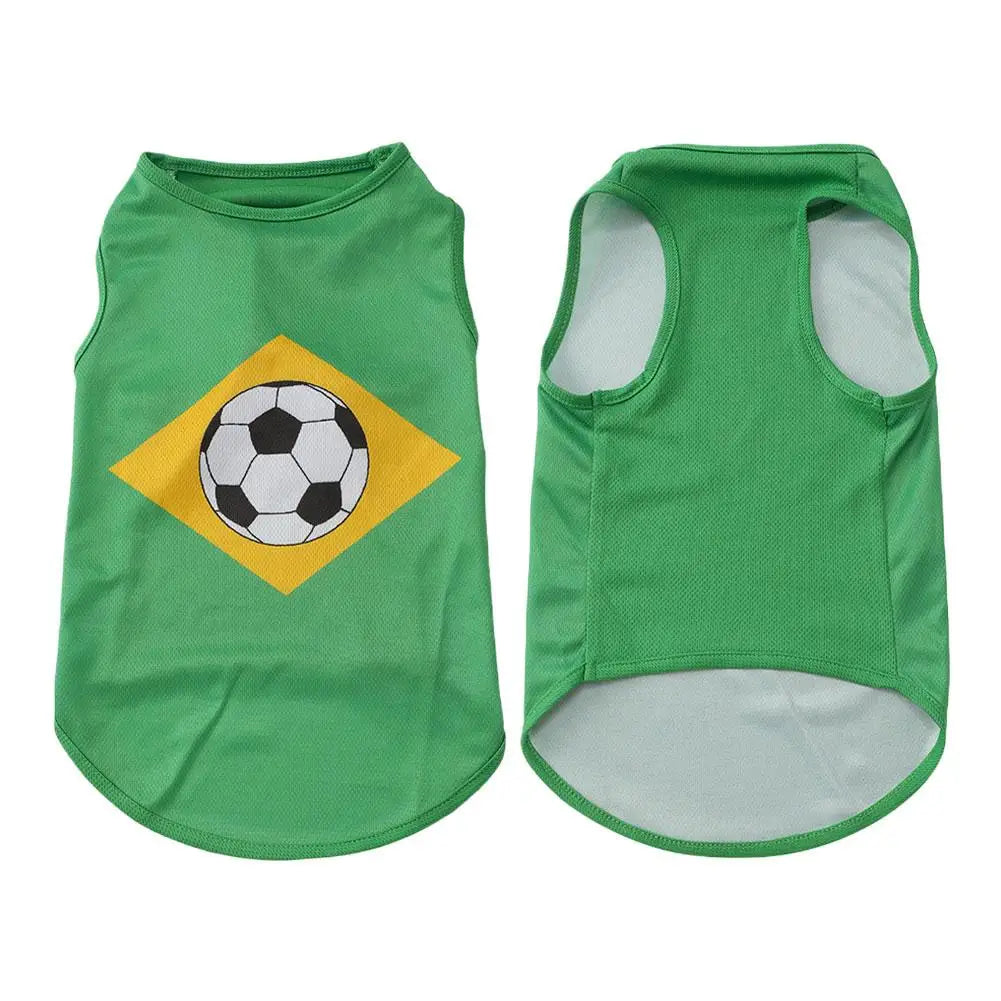 Pet Dog Clothes Football Jersey Dog Shirt Outfit National Flag Design Breathable Mesh Dog Vest for Small Medium Dogs Summer