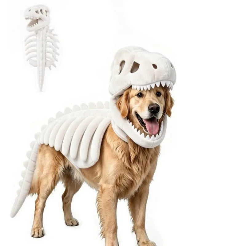 Dinosaur Skeleton Pet Costume Dog Cat Clothes Pink Puppy Clothing Funny Cosplay Outfit Small Dogs Cats Party Supplies