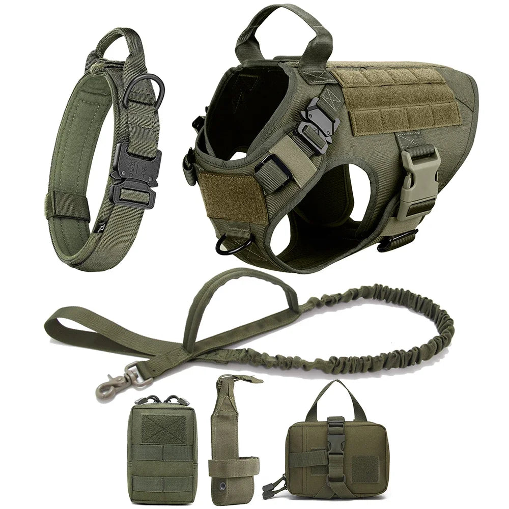Large Dog Collar Dog Harness And Leash Set Pet Vest Tactical German Shepherd Harnesses For Small Dogs
