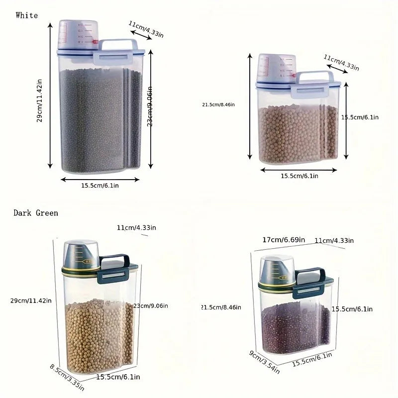 Dog Food Storage Cat Food Plastic Storage Tank with Measuring Cup Moisture-Proof Sealed Jar Pet Supplies Additions