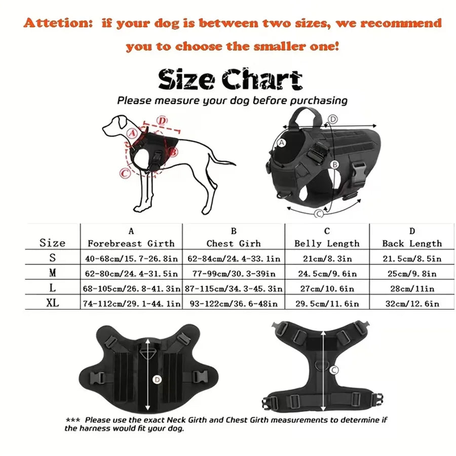 Large Dog Collar Dog Harness And Leash Set Pet Vest Tactical German Shepherd Harnesses For Small Dogs