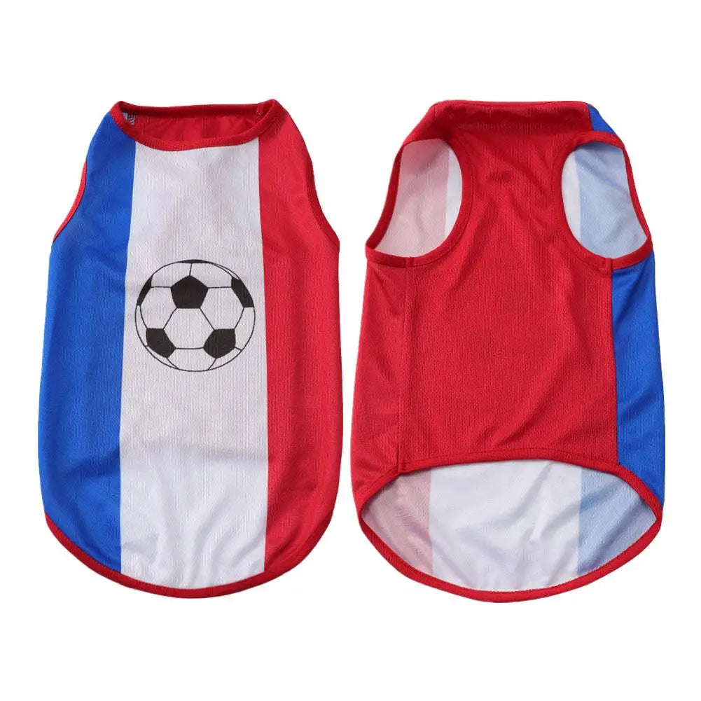 Pet Dog Clothes Football Jersey Dog Shirt Outfit National Flag Design Breathable Mesh Dog Vest for Small Medium Dogs Summer