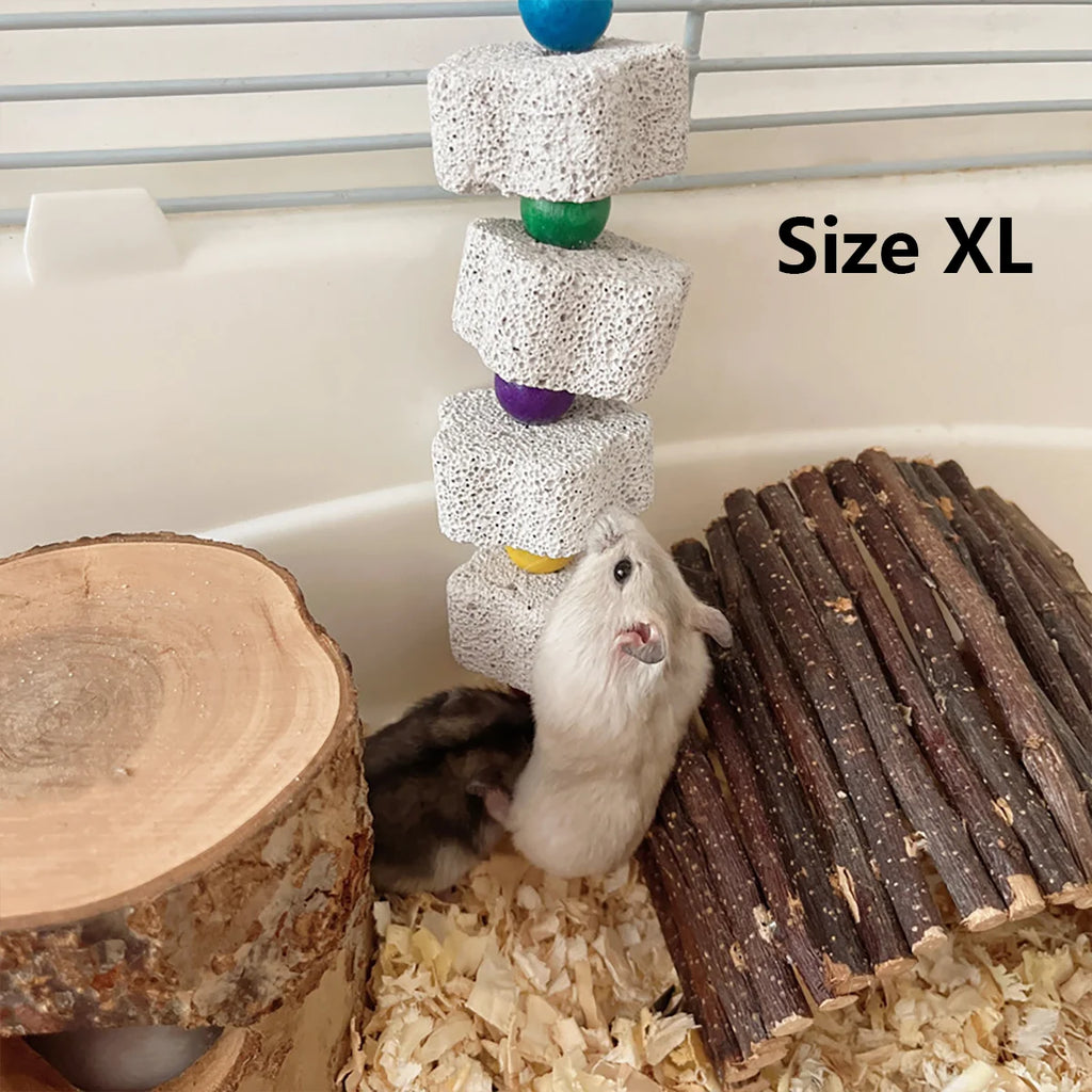 1 Piece of Multi-Color Parrot Beak Grinding Calcium Stone Cage Toy with Bell, Flower Shaped Hanging Chew Toy