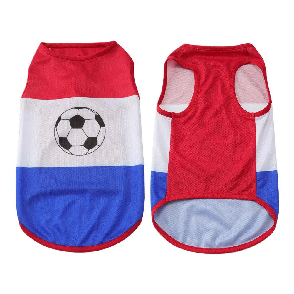 Pet Dog Clothes Football Jersey Dog Shirt Outfit National Flag Design Breathable Mesh Dog Vest for Small Medium Dogs Summer