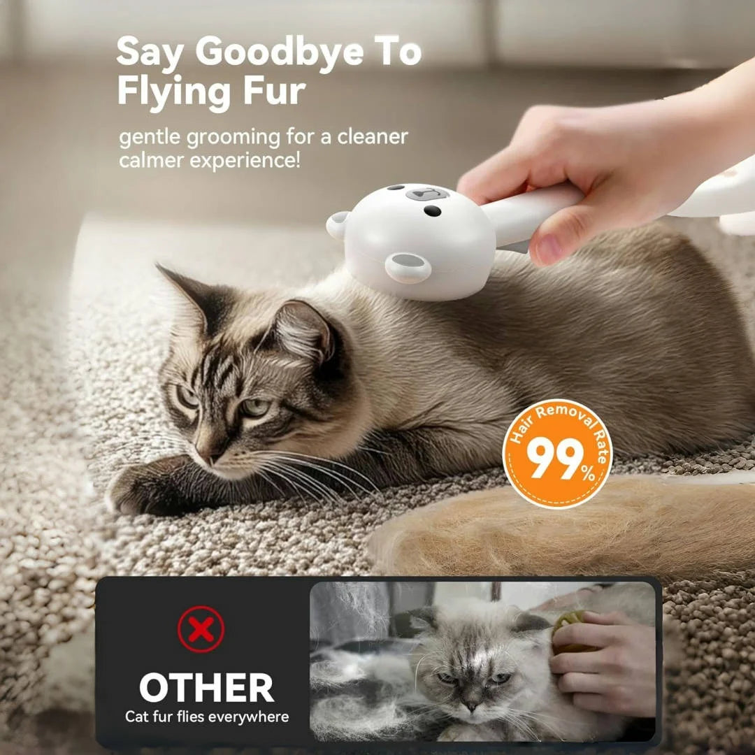 Steam Cat Brush Pro Waterproof Rechargeable Self-Cleaning Pet Grooming Hair Care Tools with Spray, Floaters Hair Removal for Dog