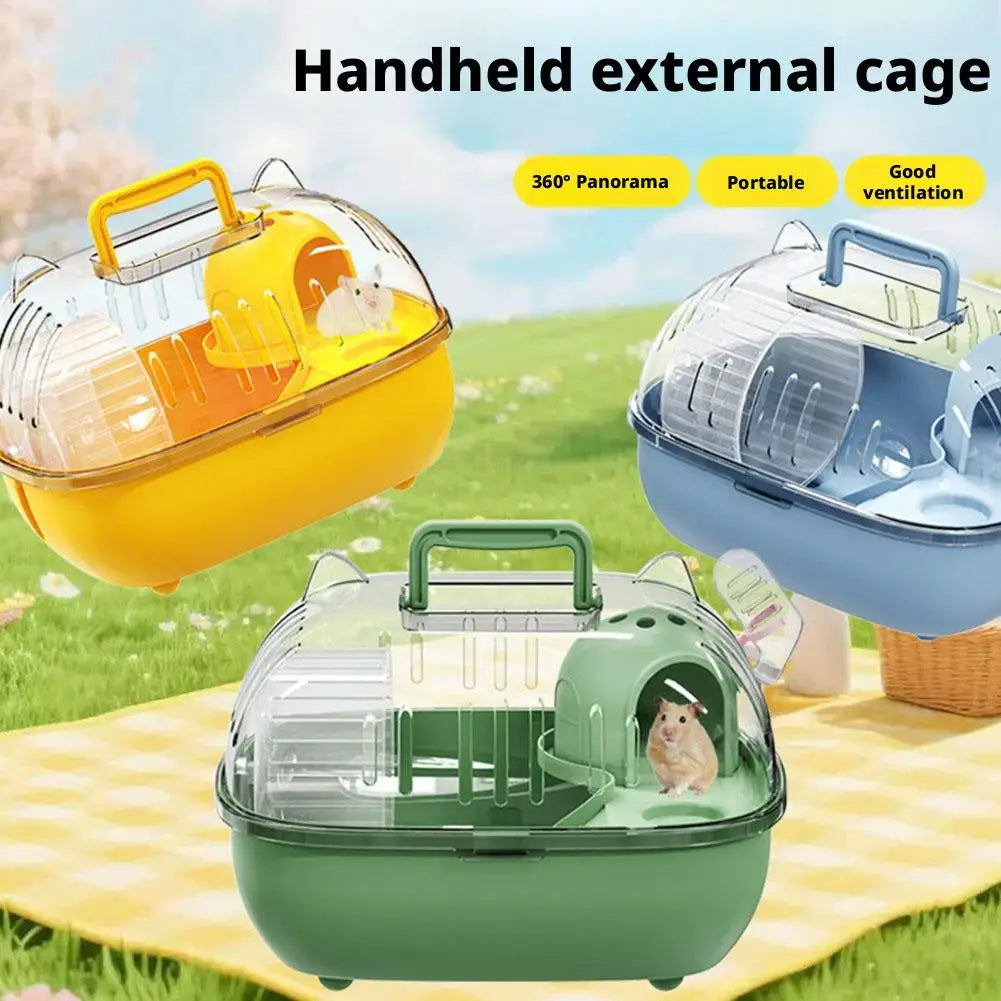 Transparent Hamster Carry Cage Breathable Portable Small Pet Carrier for Hamster Gerbil Outdoor Trip