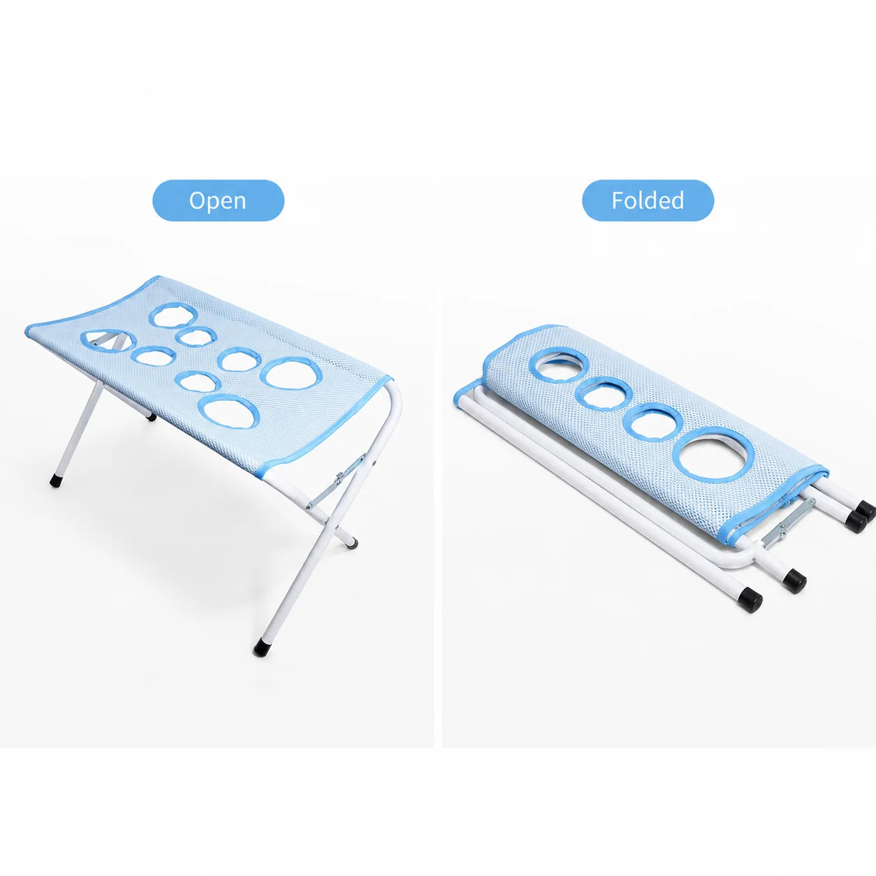 Foldable Pet Grooming Table Adjustable Dog Cat Hair Brushing Bath Stand Multi-Hole Non-Slip Portable Grooming Platform