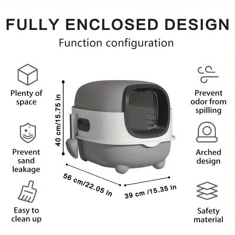 Extra Large Enclosed Cat Litter Box with Drawer Design Prevents Odor and Splashing Easy to Clean Suitable for Indoor Outdoor Use