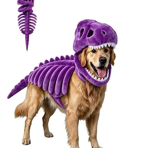 Dinosaur Skeleton Pet Costume Dog Cat Clothes Pink Puppy Clothing Funny Cosplay Outfit Small Dogs Cats Party Supplies