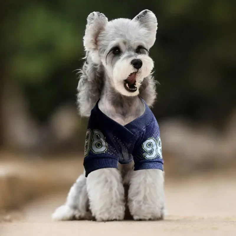 Mesh Breathable Dog Clothes Schnauzer Teddy Sport Large Dog Jersey Basketball Clothing Puppy T-Shirts Summer Pet Cat Shirts