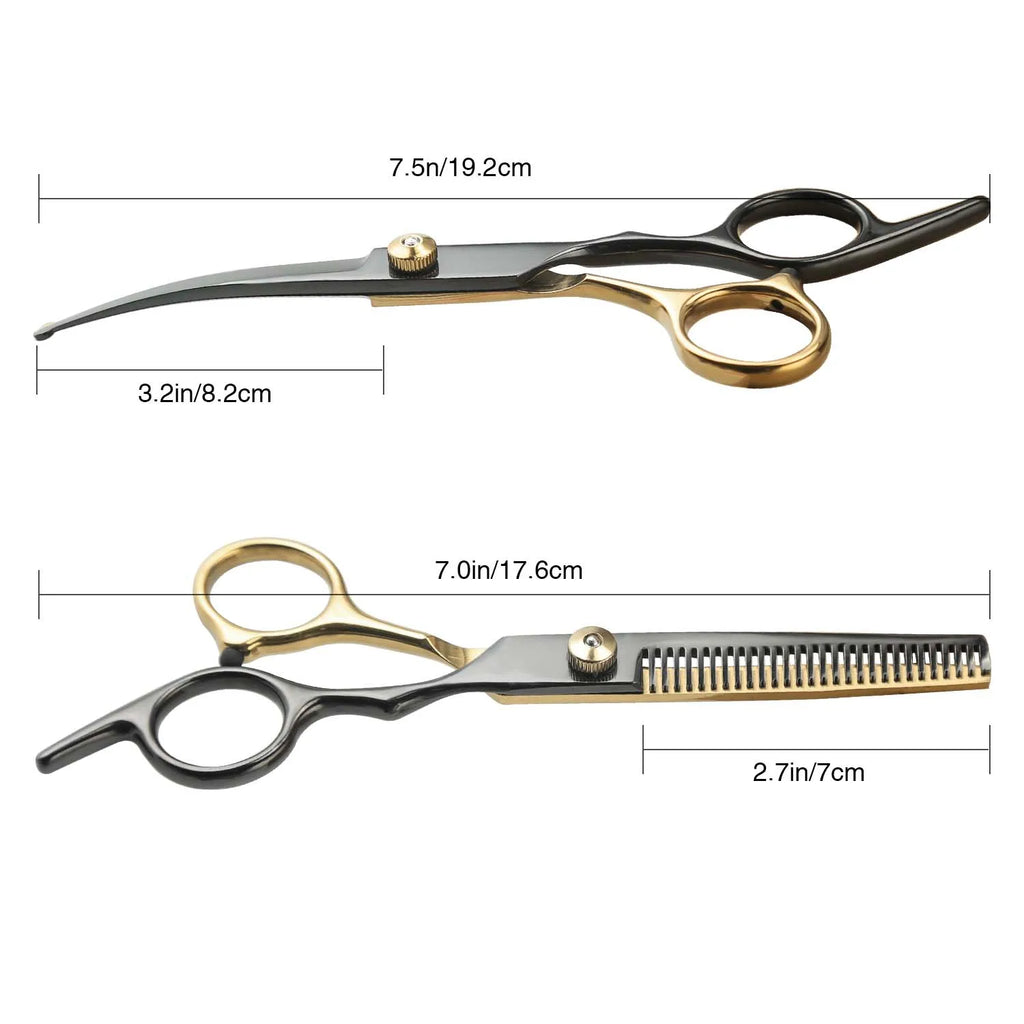 Professional Pet Grooming Scissors Stainless Steel  - Right Hand Orientation, Multi-Purpose Hair Trimming Shears For Dogs Pets