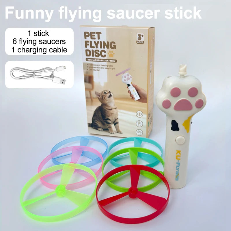 Funny Cat Toy Interactive Launch Pet Training Toy For Kitten Mini Flying Disc Shooting Gun Chasing Games Cat Toys Pet Supplies