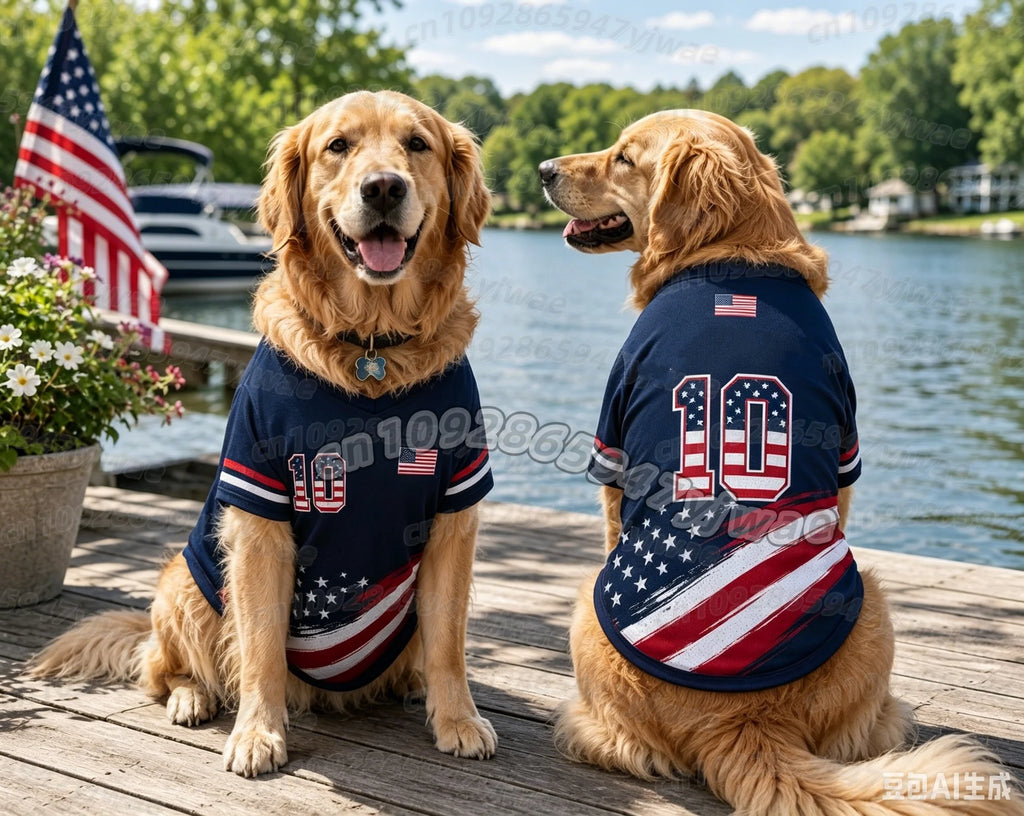 Summer Dog Clothes USA  print Basketball Clothes Puppy T-SHIRT  Summer Pet Cat T-SHIRT  soccer fans Dogs