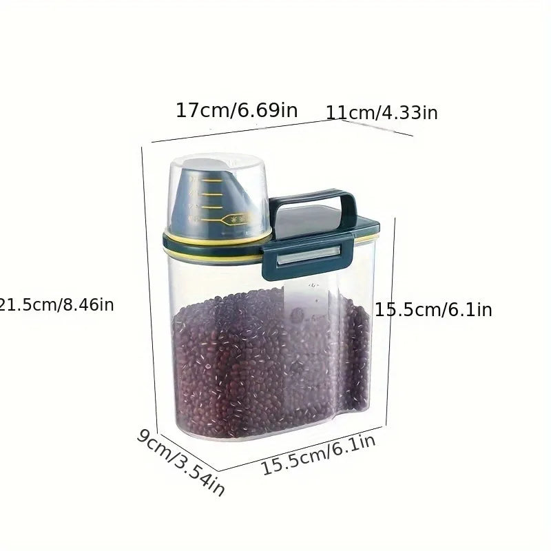 Dog Food Storage Cat Food Plastic Storage Tank with Measuring Cup Moisture-Proof Sealed Jar Pet Supplies Additions