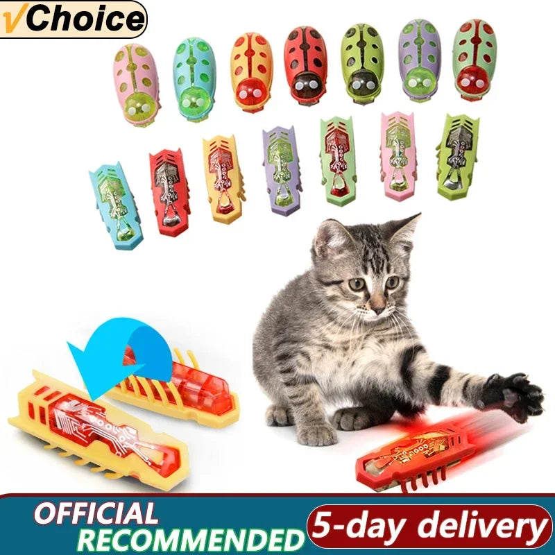 Smart Interactive Cat Toy with Auto Escape Obstacle Electric Vibrating Bug for Kitten Stimulation Play Hunting Training