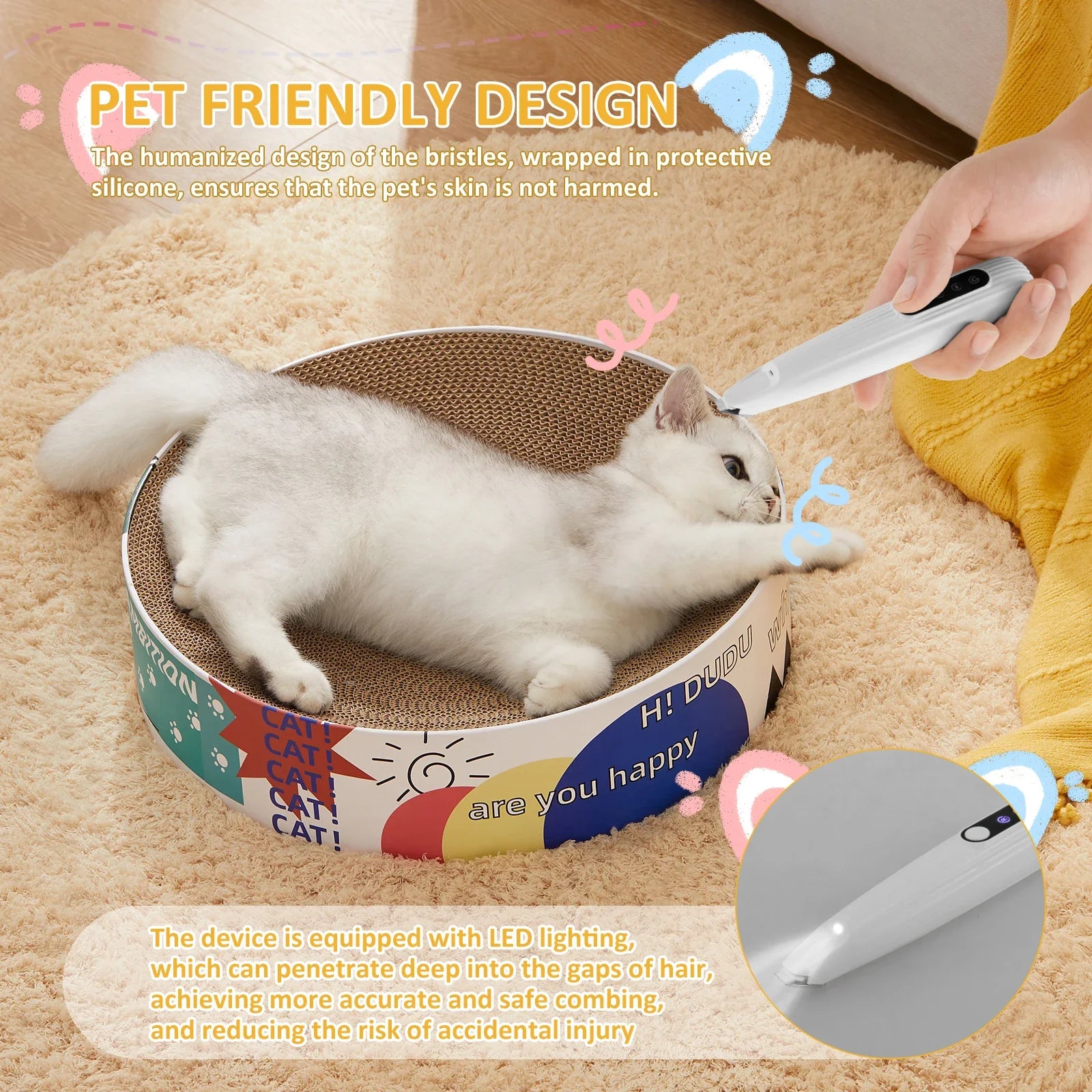Pet Dog Paw Trimmer with LED Light Low Noise Shaver High-Speed Waterproof Dog Cat Hair Trimmer Clippers Cordless Grooming Tool