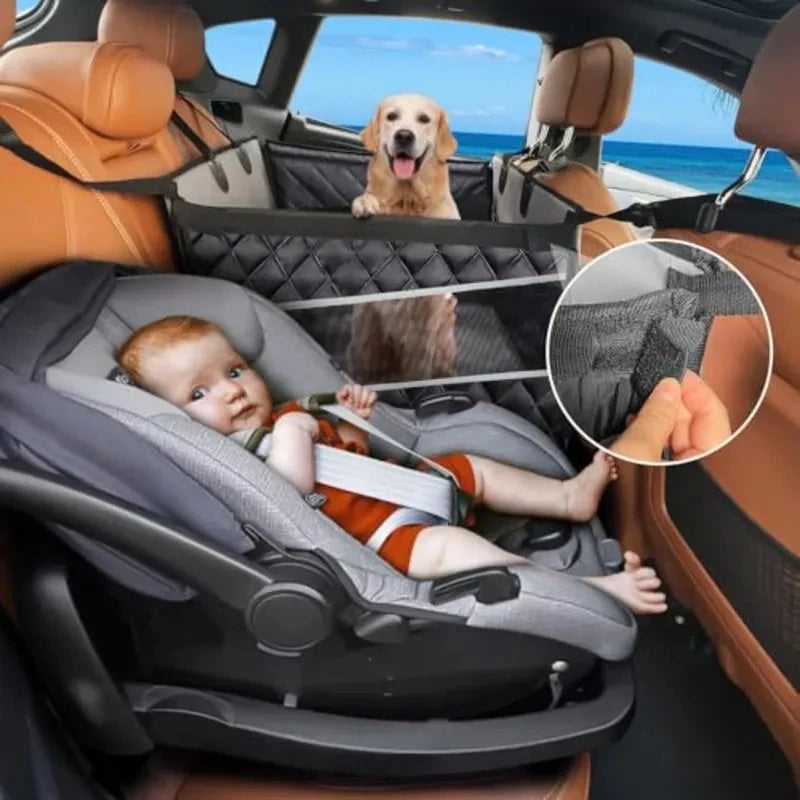 Waterproof Dog Car Seat Hammock for Medium Large Dogs Back Seat Extender Pet Carseat Universal Fit with Non-Slip Suction Cups