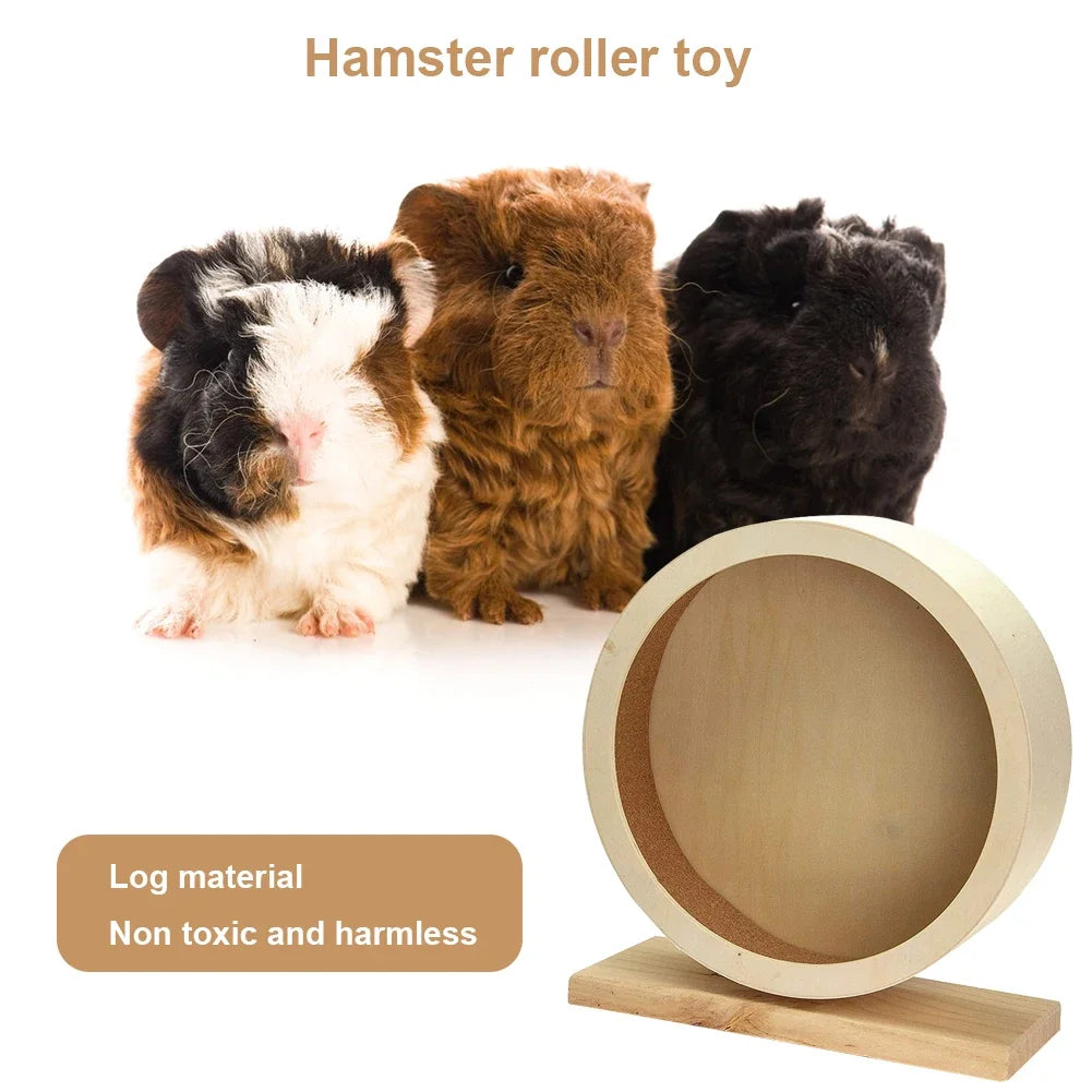 Natural Wood Hamster Wheel Running Toy Roller Exercise Wheel for Small Pets Sports Wheel Accessory for Hamsters