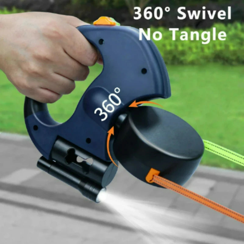 Auto Retractable Double-Ended Dog Leash 3m with LED Flashlight Waste Bag Box Roulette 360 Degree Dual Traction Rope Pet Supplies
