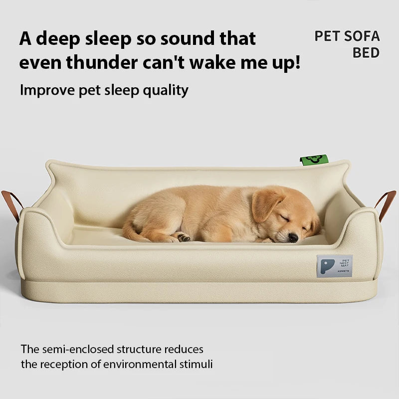 Orthopedic Leather Dog Bed Sofa – Detachable Rectangle Pet Bed with Non-Slip Bottom, Waterproof and Machine Washable for Ultima