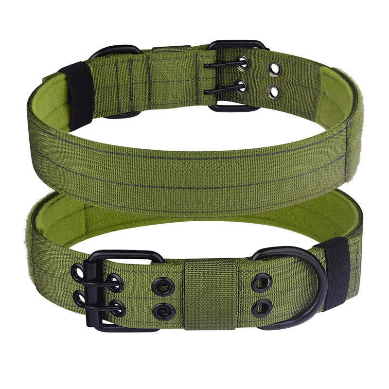Tactical Dog Collar, Heavy Duty Nylon Dog Collar with Double Buckle, Adjustable Military Dog Collar for Medium Large Dogs