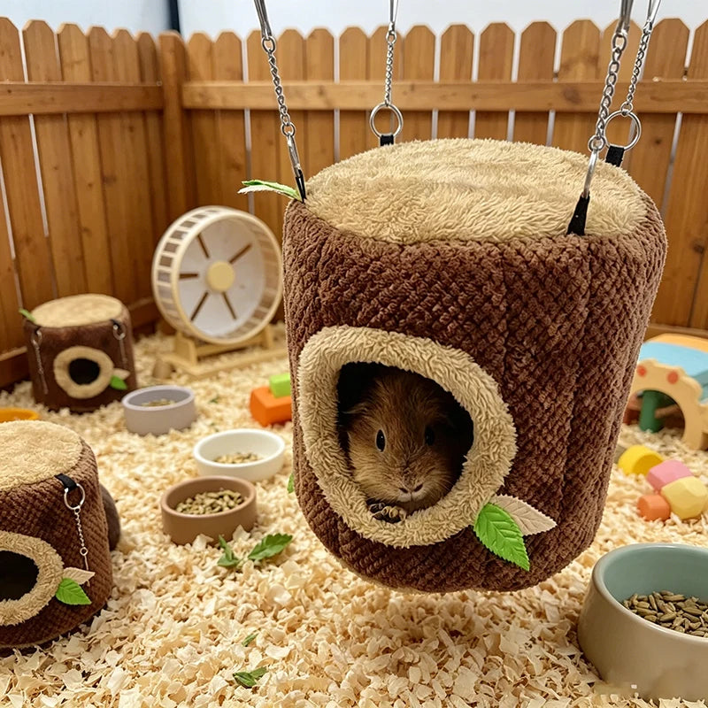 Small Animals Pet House Hamster Tree Stump Shape Hammock Supplies Rodent Hammock Hamster Bed Rats Accessories XCW06