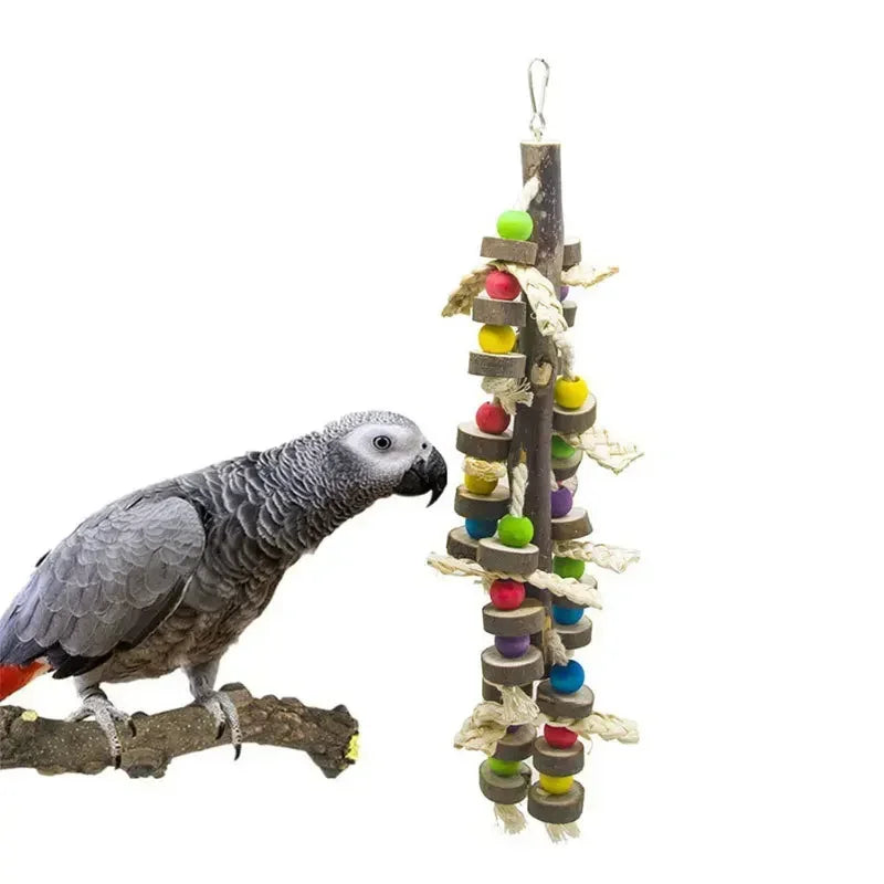 Parrot Bite Toys Wooden Natural Medium To Large Parrot Supplies Bird Cage Accessories Bird Toys Parrot Accessories
