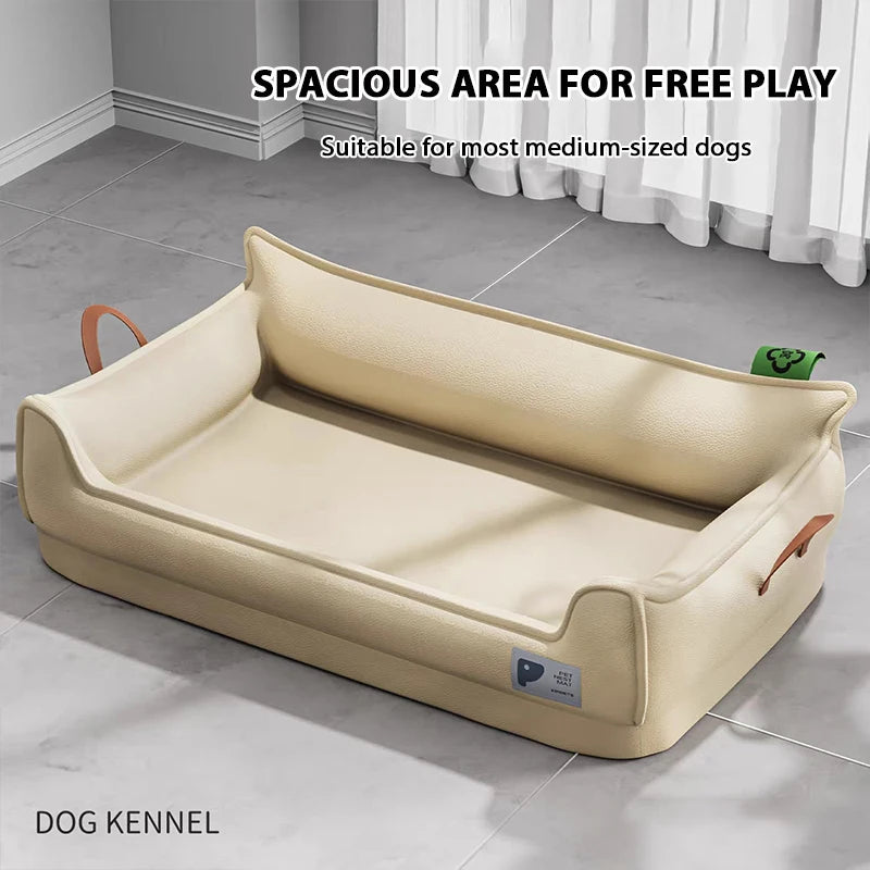 Orthopedic Leather Dog Bed Sofa – Detachable Rectangle Pet Bed with Non-Slip Bottom, Waterproof and Machine Washable for Ultima