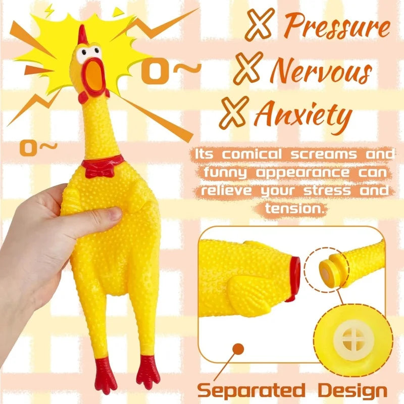 2 Pcs Screaming Chicken Dog Toy Latex Squeaky Chew Toy Bite Resistant Molar Interactive Training Pet Vent Toy
