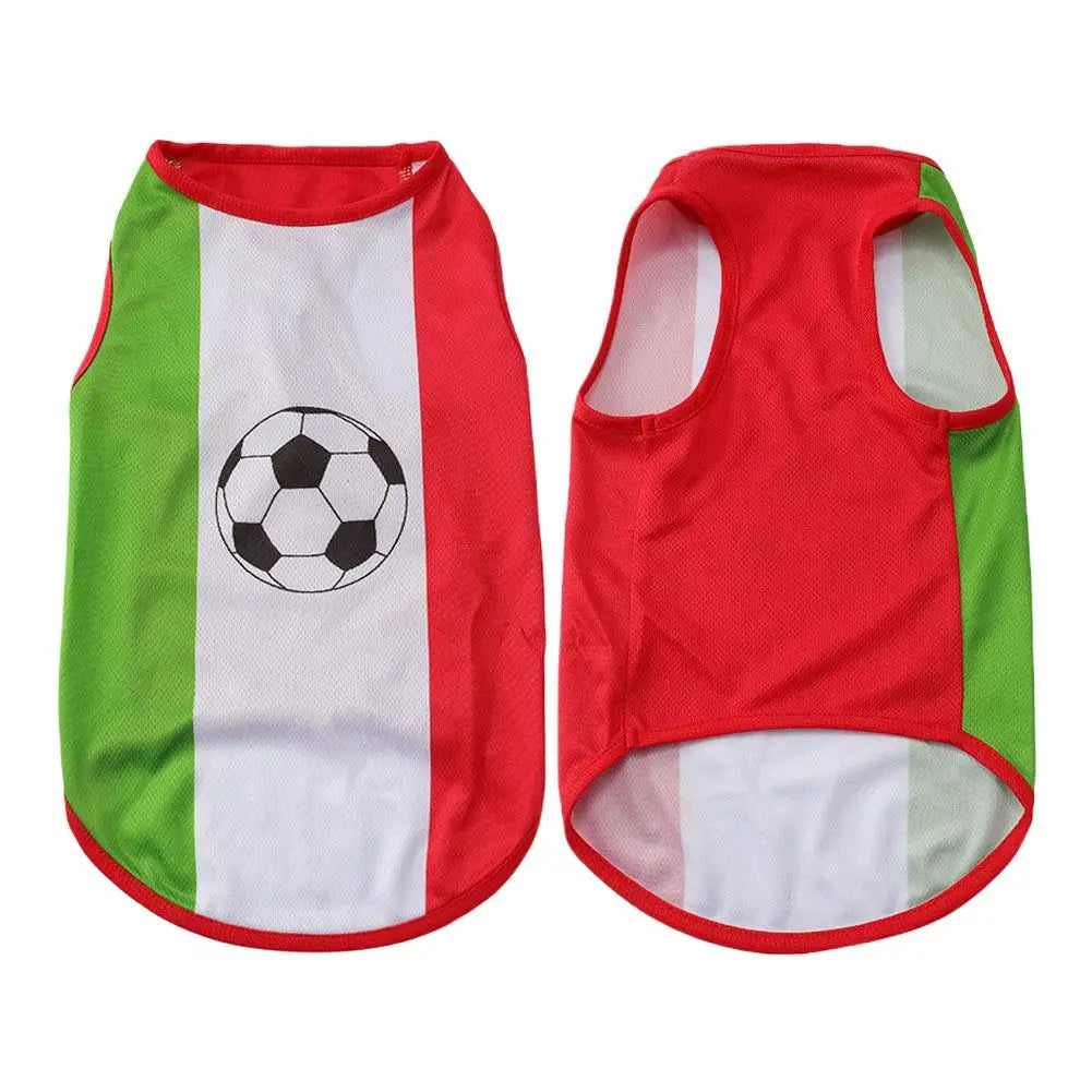 Pet Dog Clothes Football Jersey Dog Shirt Outfit National Flag Design Breathable Mesh Dog Vest for Small Medium Dogs Summer