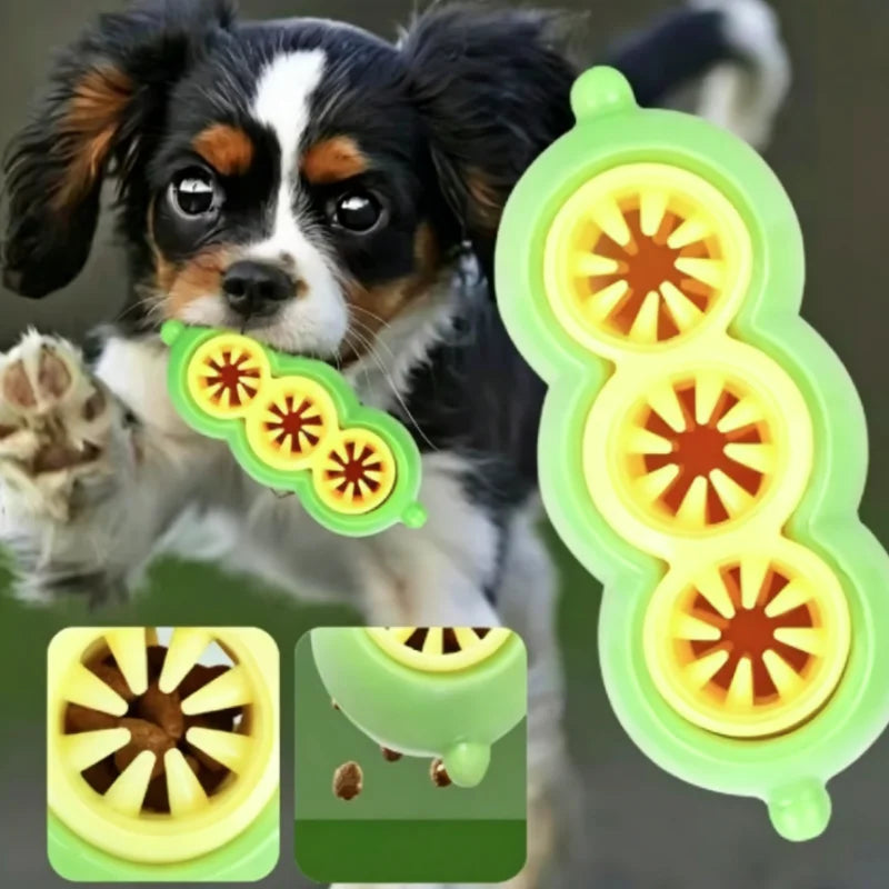 New Dog Treat Dispensing Toy Pea Shaped Puzzle Slow Feeder for IQ Training Mental Stimulating Pet Toy for Large Medium Small Dog