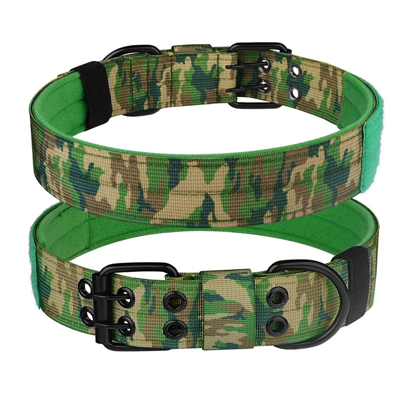 Tactical Dog Collar, Heavy Duty Nylon Dog Collar with Double Buckle, Adjustable Military Dog Collar for Medium Large Dogs