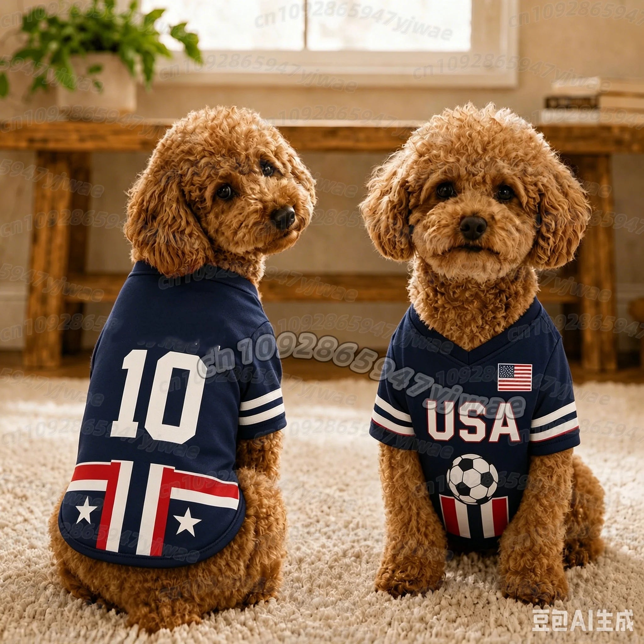 Summer Dog Clothes USA  print Basketball Clothes Puppy T-SHIRT  Summer Pet Cat T-SHIRT  soccer fans Dogs