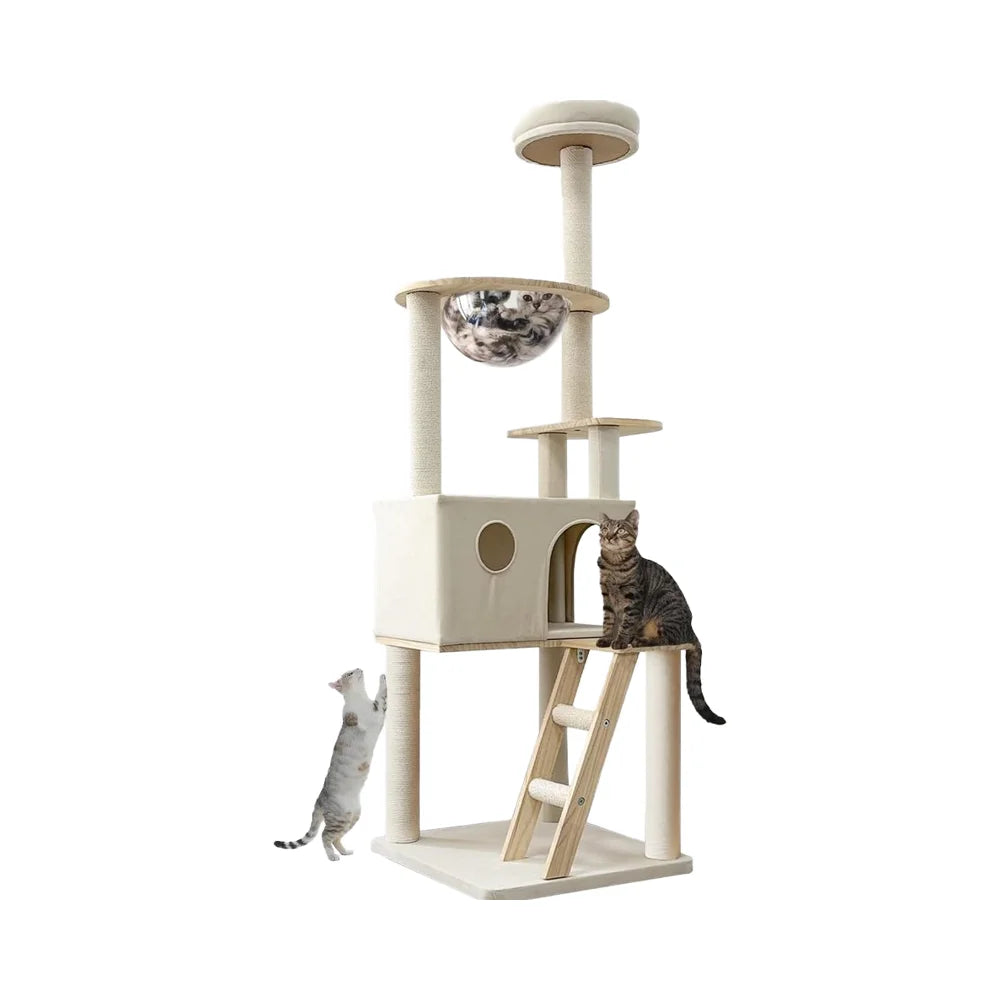 Multi-level cat climbing frames, indoor cat towers, cat beds, scratching posts, and ladders—sturdy and durable cat furniture