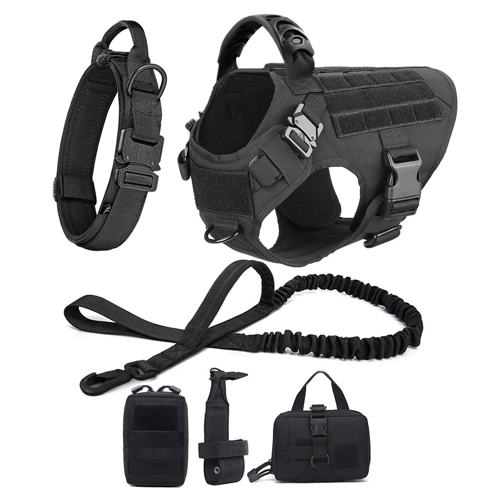 Large Dog Harness Collar Leash Bags Pet German Shepherd Training Walking Vest Dog Harnesses For Medium Large Dogs Accessories