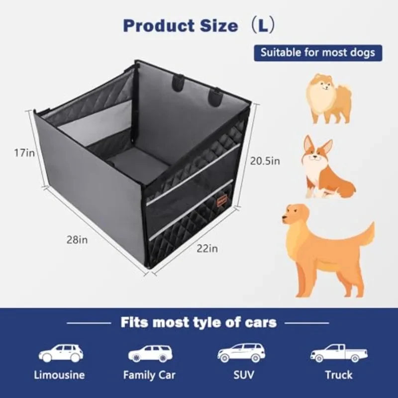Waterproof Dog Car Seat Hammock for Medium Large Dogs Back Seat Extender Pet Carseat Universal Fit with Non-Slip Suction Cups
