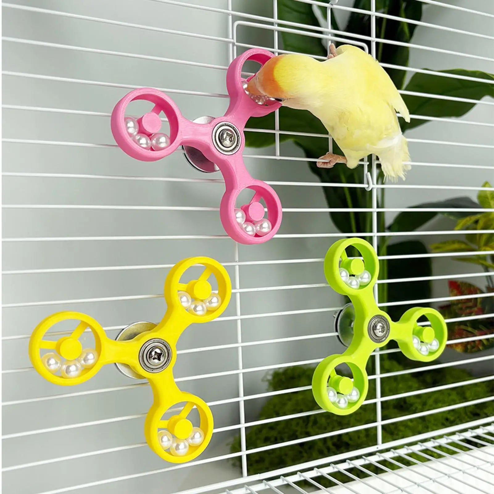 Parrot Toys Bite-Resistant Bird Enrichment Activity Parrot Toys Spinner Wheel for Chewing Entertainment Boredom Relief