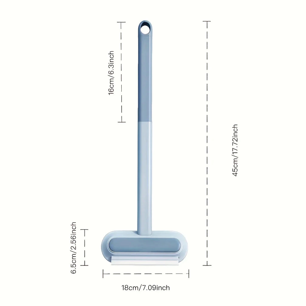 2-in-1 Pet Hair Remover Brush for Dogs & Cats - Dual-Action Bristle & Rubber Brushes with Washable Blue & Gray Bristles